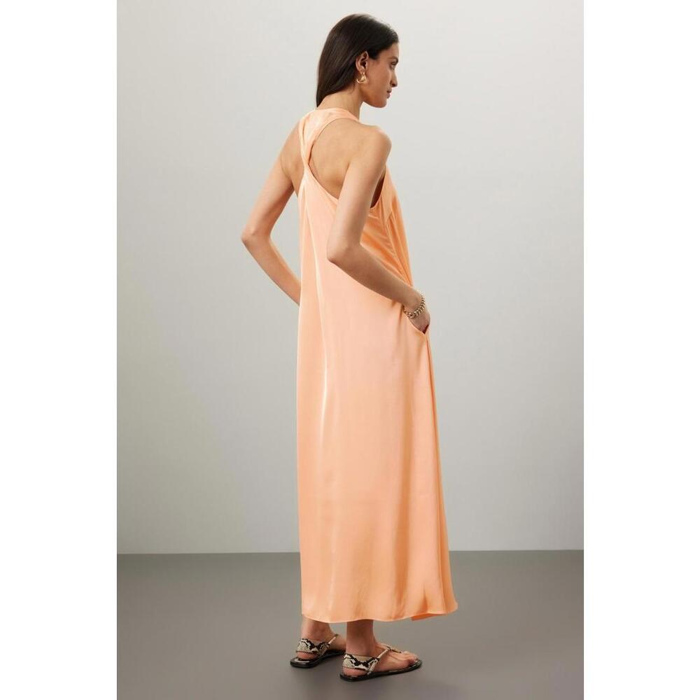 Rosetta Getty x RTR Peach Twist Back Shift Dress Size 6 with Fabric Pull - Picture 2 of 11